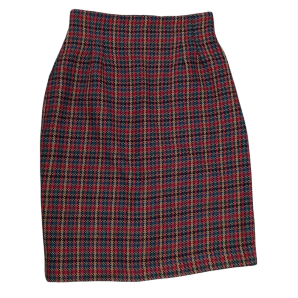 Vintage Plaid Knee Length Pencil Skirt